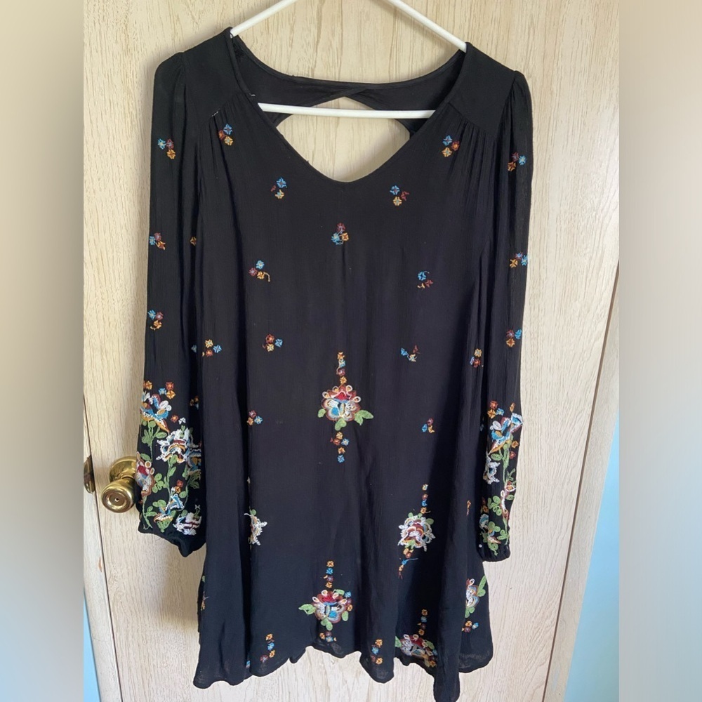 Free People Oxford Embroidered Mini Dress XS